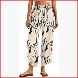 Wide Leg Palazzo Pants Elastic Waist Casual Harem Trousers Summer Beach